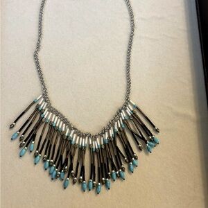 Elegant Silpada Sterling Silver and Blue Fringe Necklace. New Condition